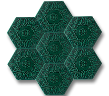 Altıgen Alya Desenli Zümrüt Yeşil Seramik (15x17 cm)