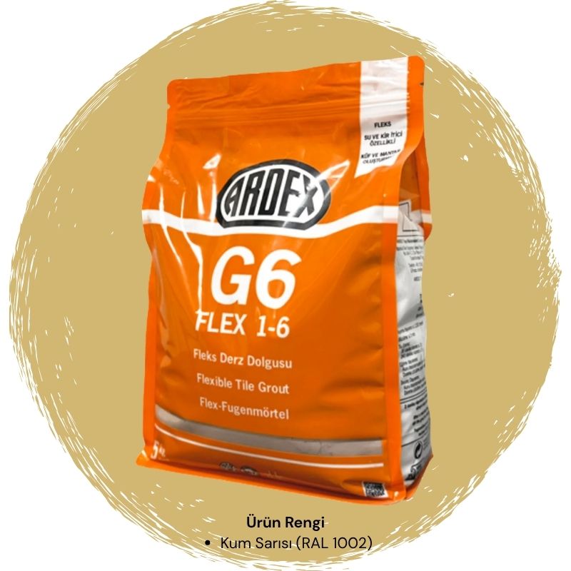 Ardex G6 Flex 1-6 Fleks Derz Dolgusu RAL 1002 Kum Sarısı 5 kg