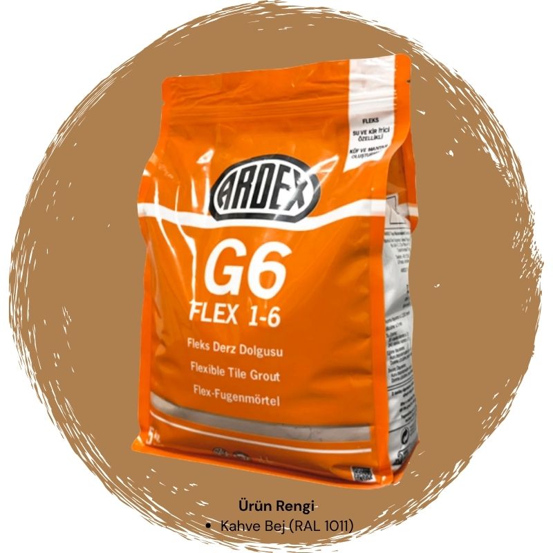 Ardex G6 Flex 1-6 Fleks Derz Dolgusu RAL 1011 Kahverengi Bej 5 kg