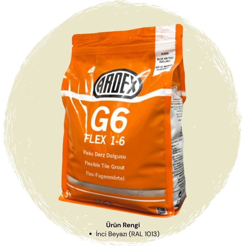 Ardex G6 Flex 1-6 Fleks Derz Dolgusu RAL 1013 İnci Beyazı 5 kg