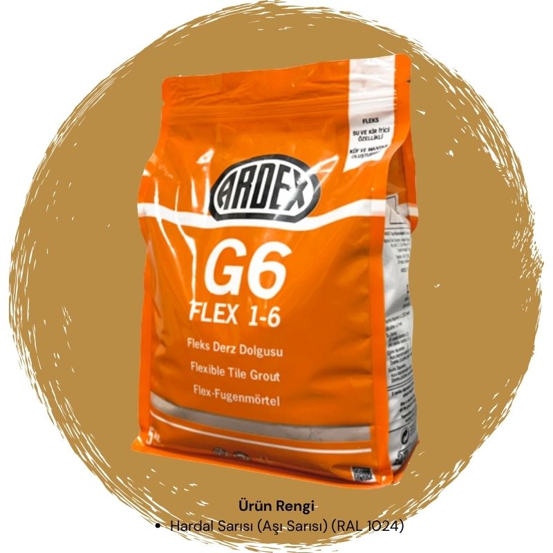 Ardex G6 Flex 1-6 Fleks Derz Dolgusu RAL 1024 Oksit Sarı 5 kg