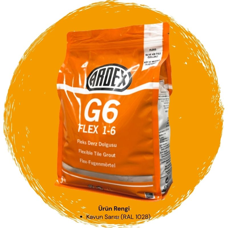 Ardex G6 Flex 1-6 Fleks Derz Dolgusu RAL 1028 Kavun Sarısı 5 kg