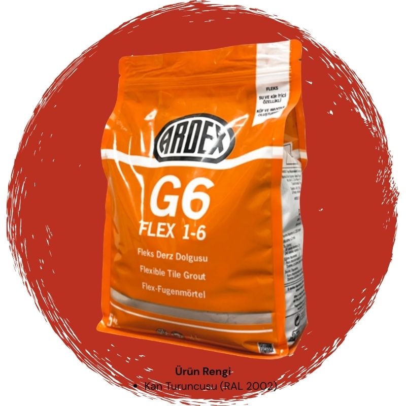 Ardex G6 Flex 1-6 Fleks Derz Dolgusu RAL 2002 Kan Turuncusu 5 kg
