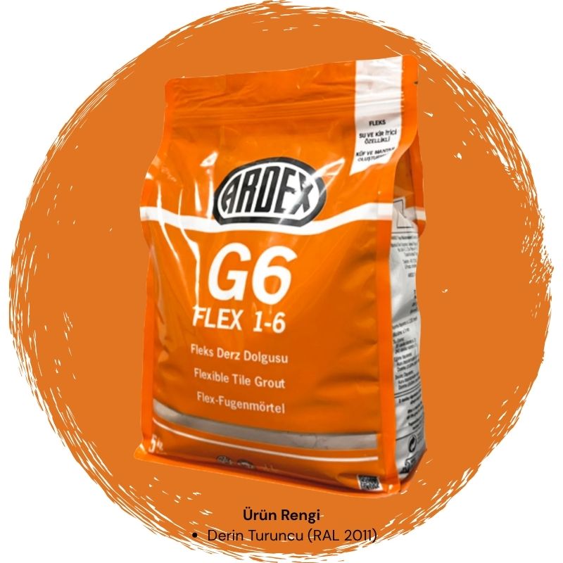 Ardex G6 Flex 1-6 Fleks Derz Dolgusu RAL 2011 Derin Turuncu 5 kg