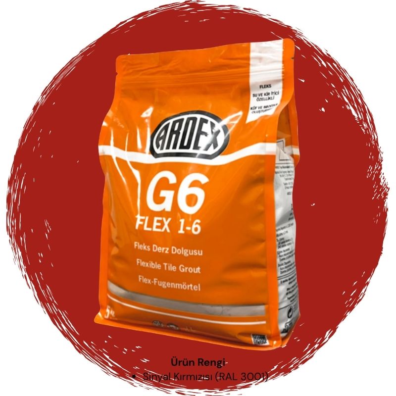 Ardex G6 Flex 1-6 Fleks Derz Dolgusu RAL 3001 Sinyal Kırmızısı 5 kg