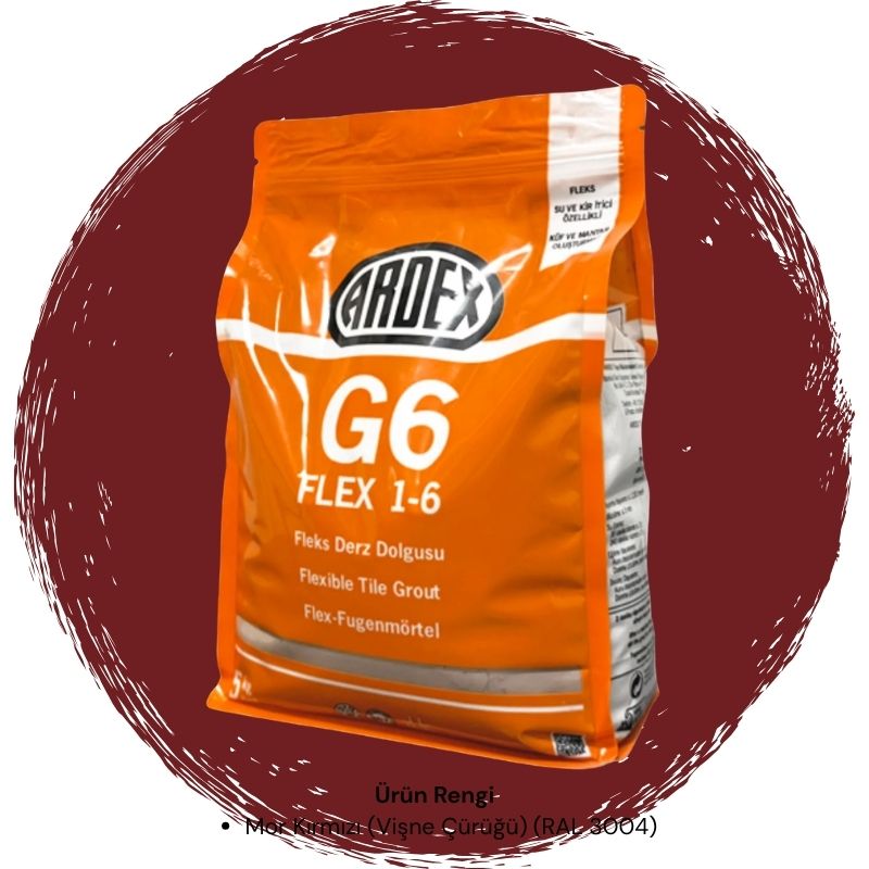 Ardex G6 Flex 1-6 Fleks Derz Dolgusu RAL 3004 Bordo 5 kg