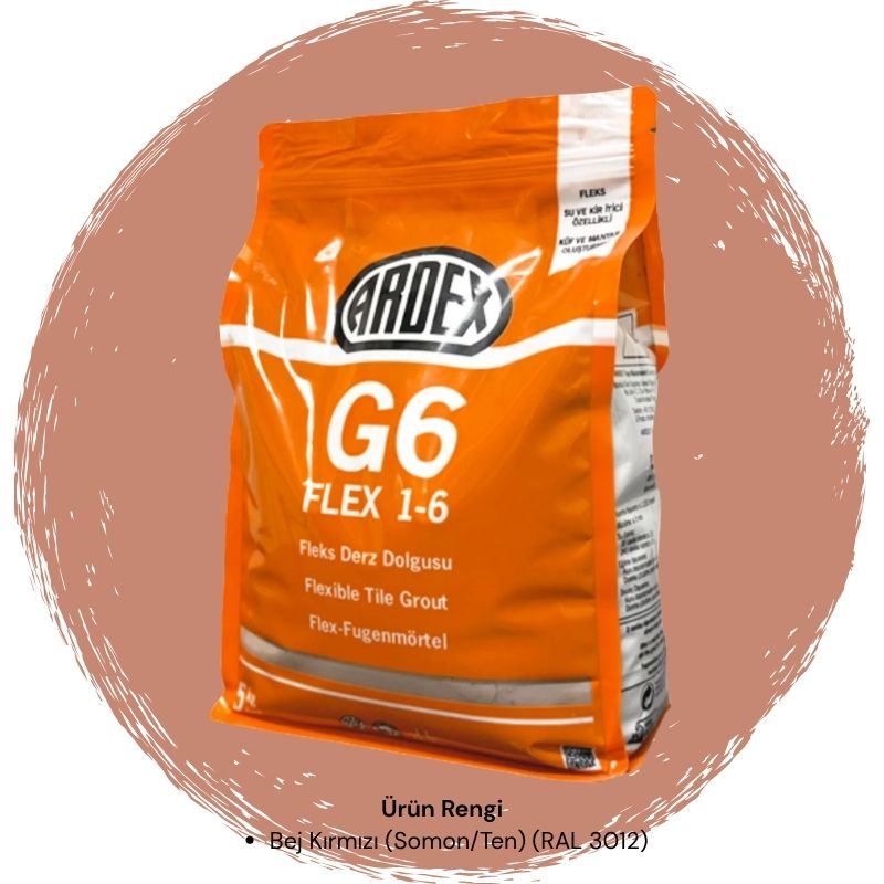 Ardex G6 Flex 1-6 Fleks Derz Dolgusu RAL 3012 Bej Kırmızı 5 kg