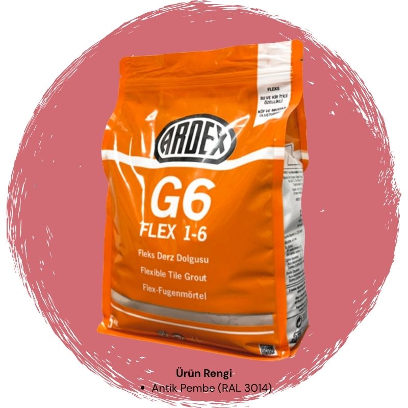 Ardex G6 Flex 1-6 Fleks Derz Dolgusu RAL 3014 Antik Pembe 5 kg