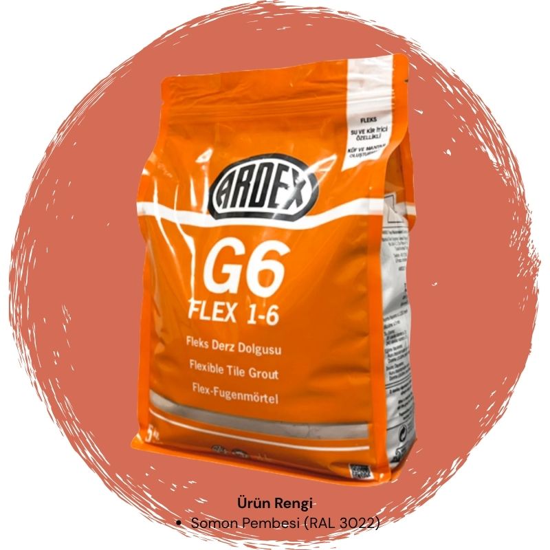 Ardex G6 Flex 1-6 Fleks Derz Dolgusu RAL 3022 Somon Kırmızısı 5 kg