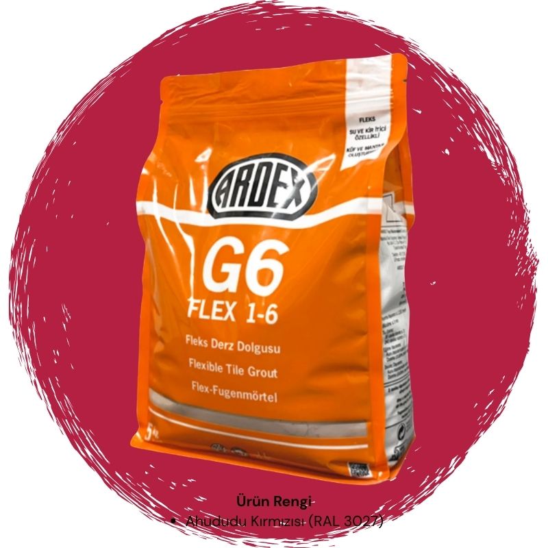 Ardex G6 Flex 1-6 Fleks Derz Dolgusu RAL 3027 Ahududu Kırmızısı 5 kg