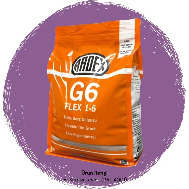 Ardex G6 Flex 1-6 Fleks Derz Dolgusu RAL 4001 Kırmızı Mor 5 kg