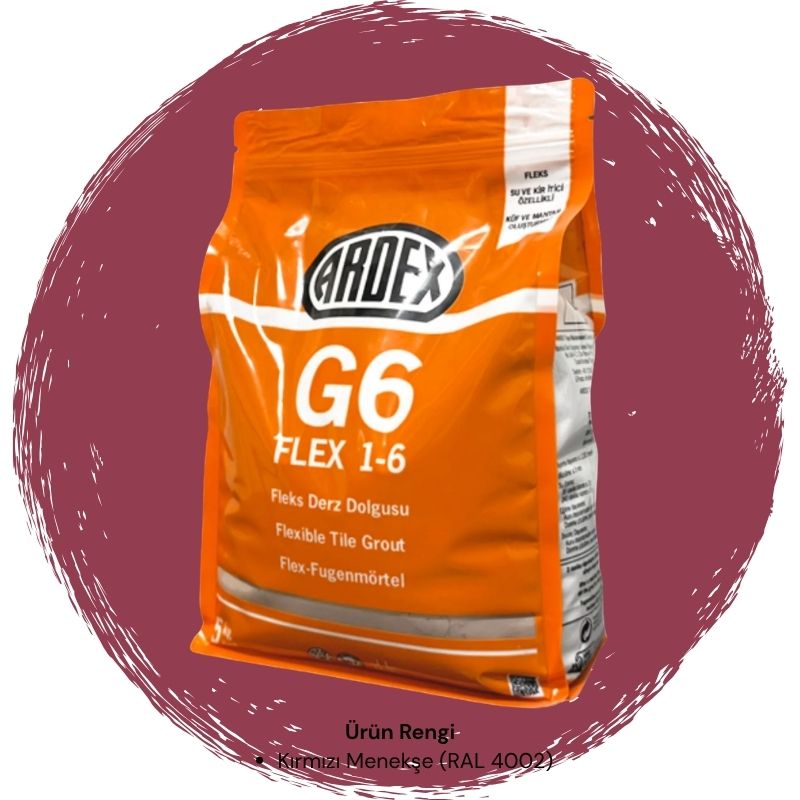 Ardex G6 Flex 1-6 Fleks Derz Dolgusu RAL 4002 Kırmızı Menekşe 5 kg