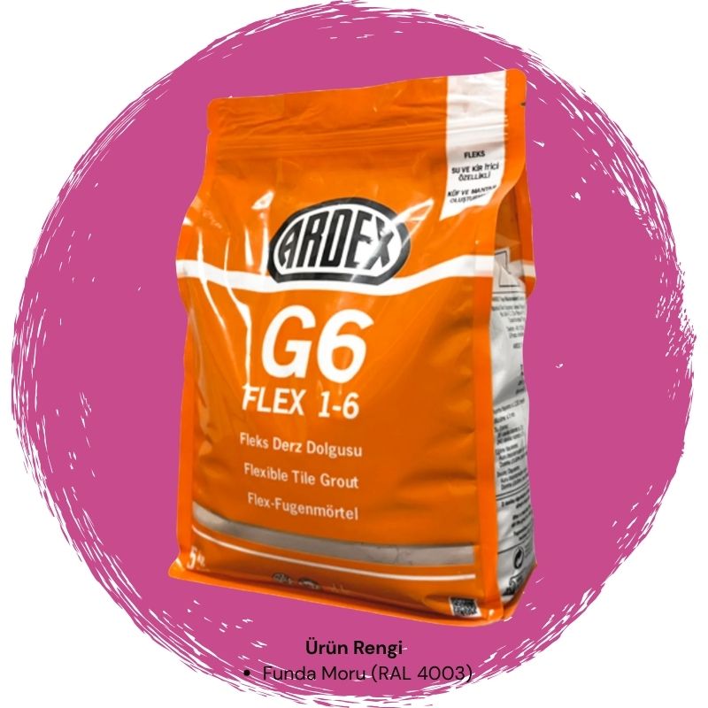 Ardex G6 Flex 1-6 Fleks Derz Dolgusu RAL 4003 Funda Pembesi 5 kg