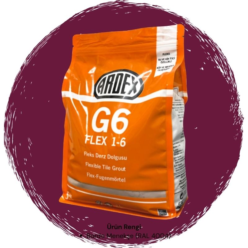 Ardex G6 Flex 1-6 Fleks Derz Dolgusu RAL 4004 Bordo Mor 5 kg