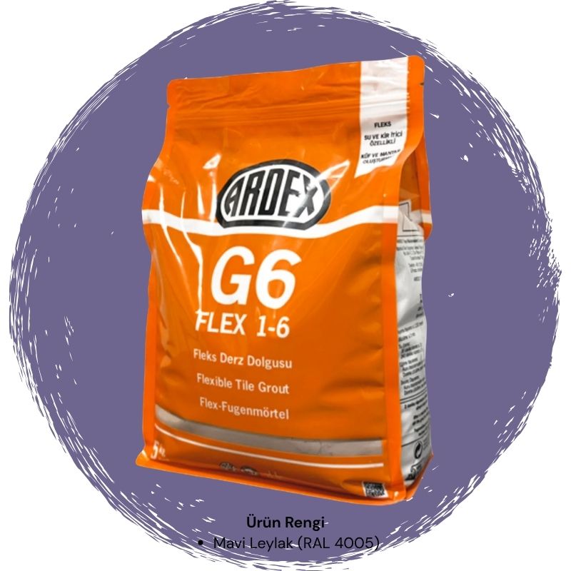 Ardex G6 Flex 1-6 Fleks Derz Dolgusu RAL 4005 Mavi Menekşe 5 kg