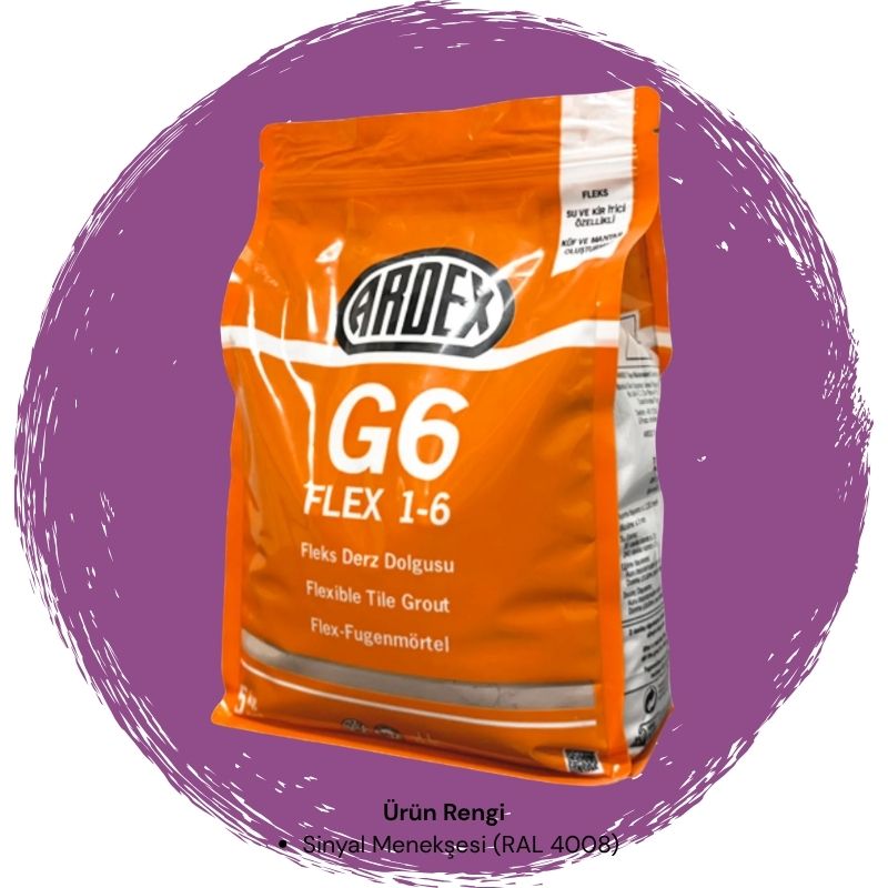 Ardex G6 Flex 1-6 Fleks Derz Dolgusu RAL 4008 Sinyal Moru 5 kg