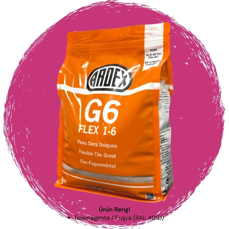 Ardex G6 Flex 1-6 Fleks Derz Dolgusu RAL 4010 Tele-Macenta 5 kg