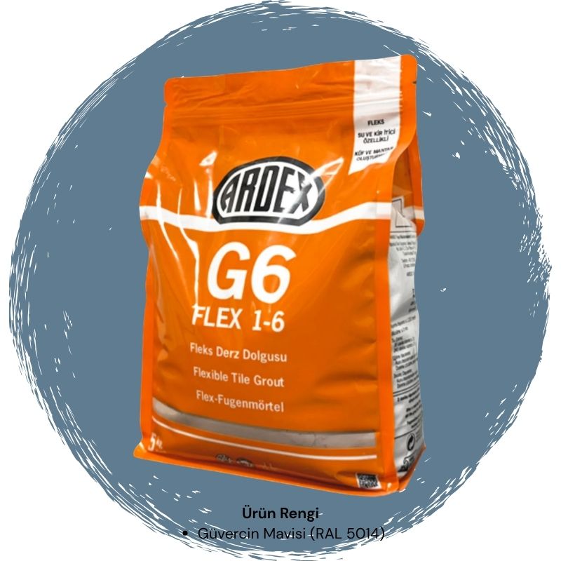Ardex G6 Flex 1-6 Fleks Derz Dolgusu RAL 5014 Güvercin Mavisi 5 kg