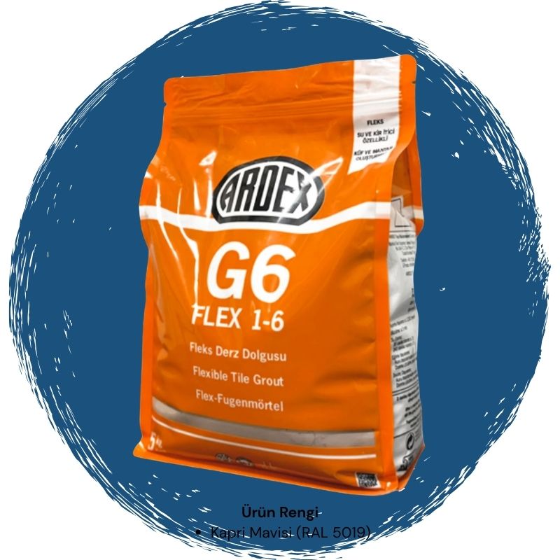 Ardex G6 Flex 1-6 Fleks Derz Dolgusu RAL 5019 Kapri Mavisi 5 kg