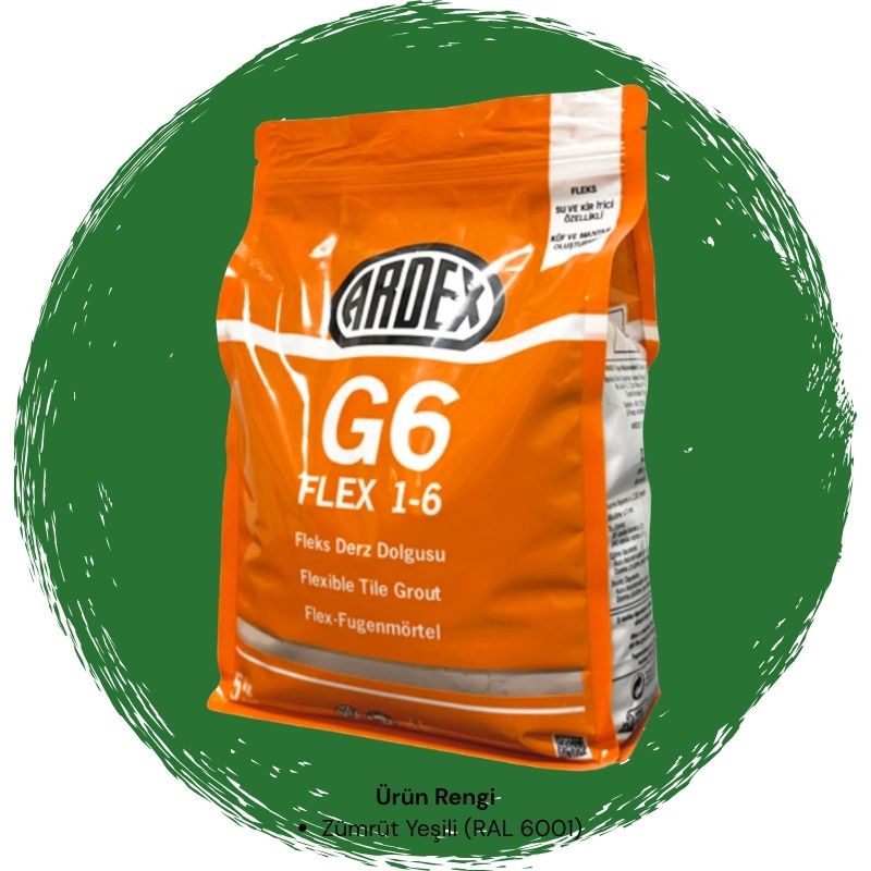 Ardex G6 Flex 1-6 Fleks Derz Dolgusu RAL 6001 Zümrüt Yeşili 5 kg