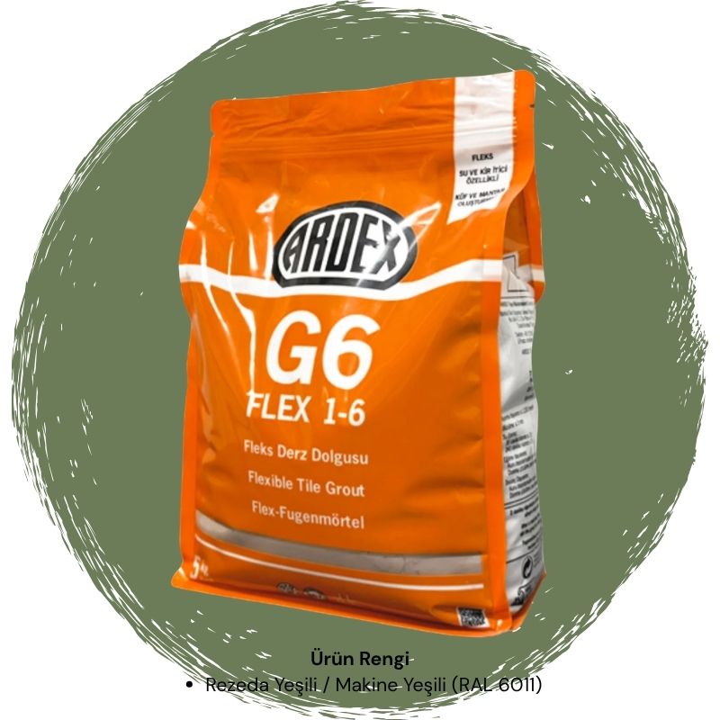 Ardex G6 Flex 1-6 Fleks Derz Dolgusu RAL 6011 Rezeda Yeşili 5 kg