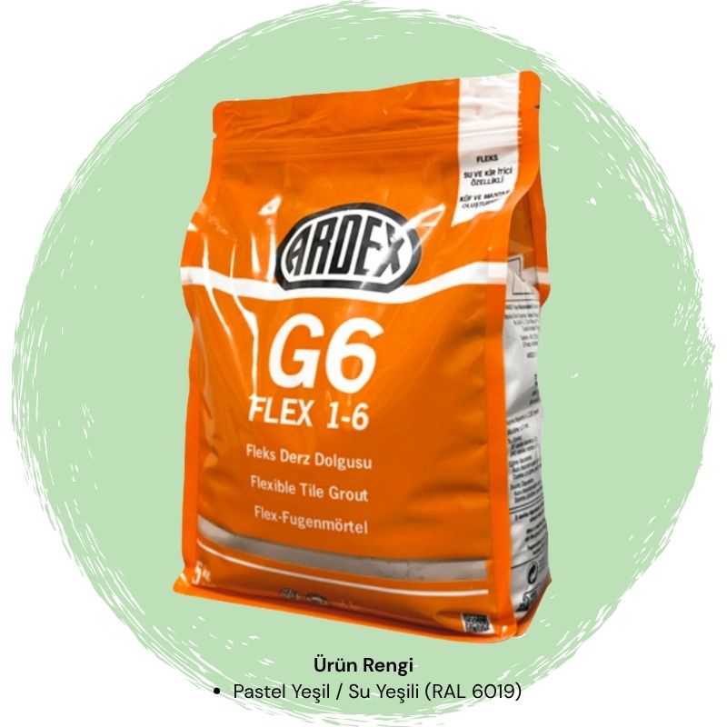 Ardex G6 Flex 1-6 Fleks Derz Dolgusu RAL 6019 Pastel Yeşil 5 kg