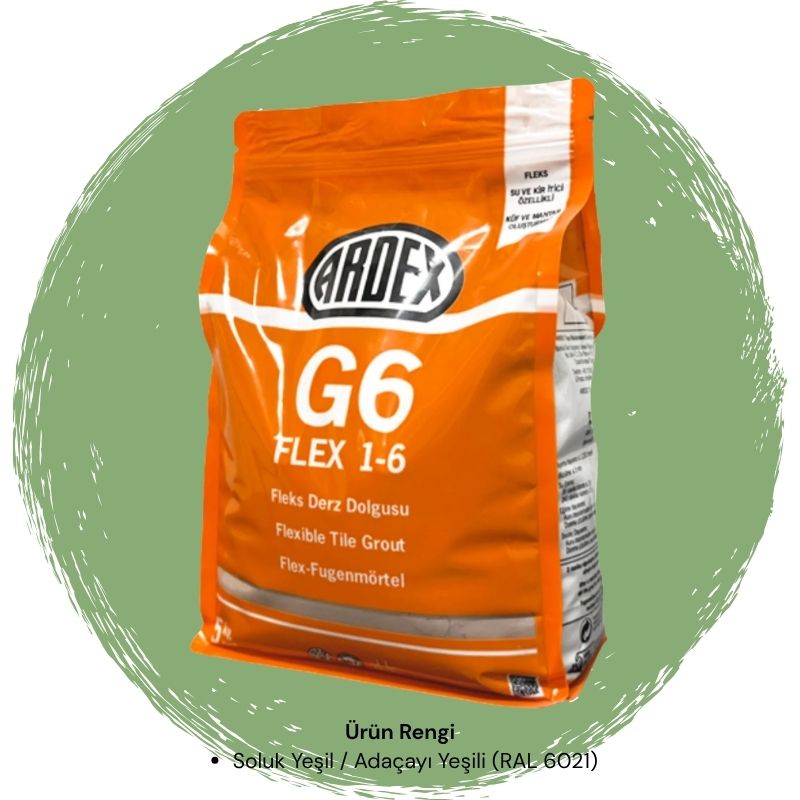 Ardex G6 Flex 1-6 Fleks Derz Dolgusu RAL 6021 Soluk Yeşil 5 kg
