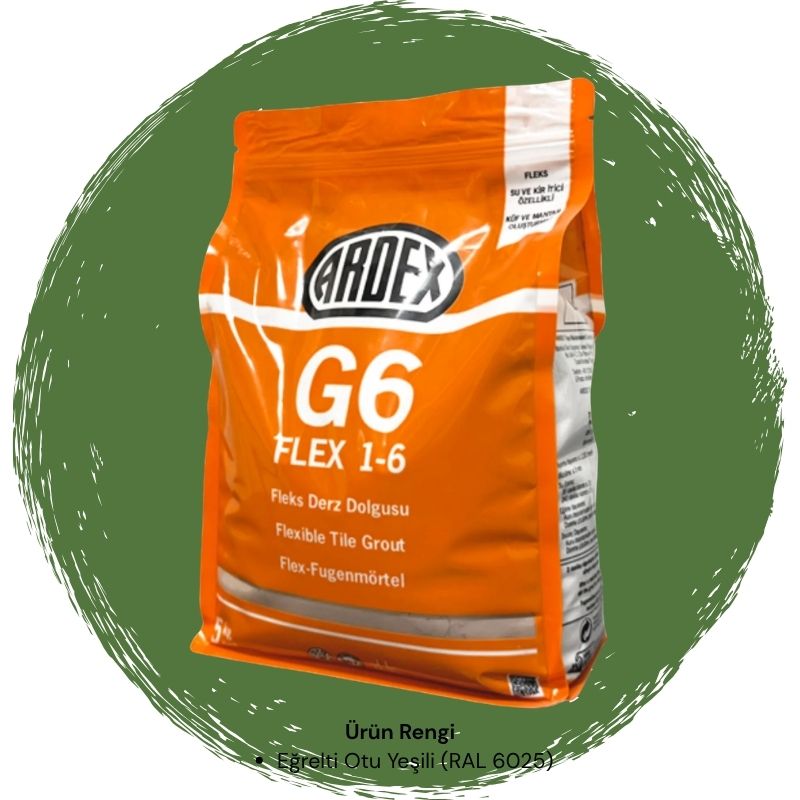 Ardex G6 Flex 1-6 Fleks Derz Dolgusu RAL 6025 Ereğli Yeşili 5 kg