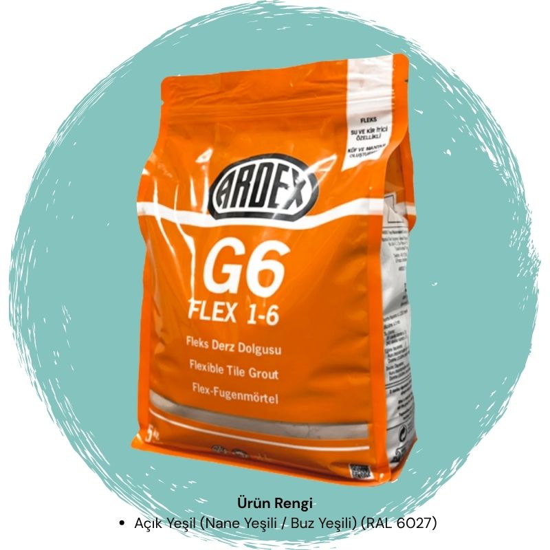 Ardex G6 Flex 1-6 Fleks Derz Dolgusu RAL 6027 Açık Turkuaz 5 kg