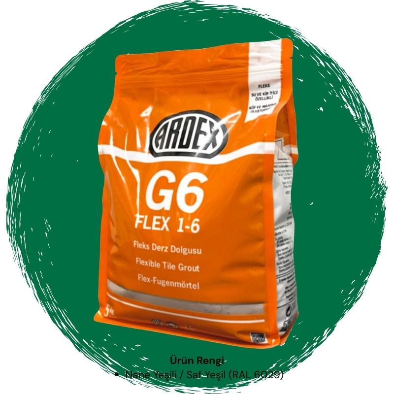 Ardex G6 Flex 1-6 Fleks Derz Dolgusu RAL 6029 Nane Yeşili 5 kg