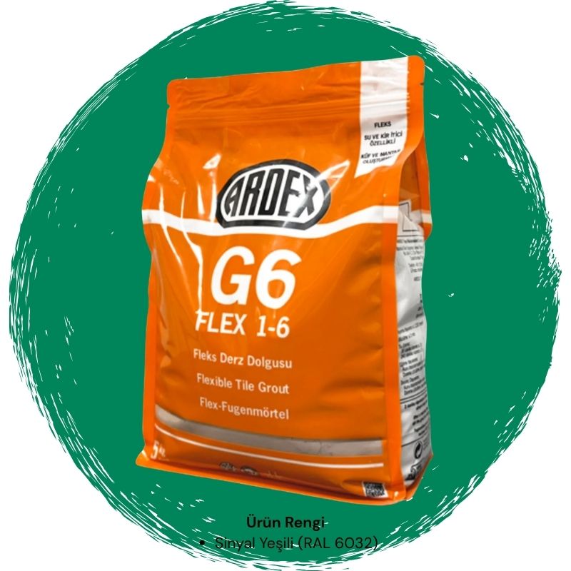 Ardex G6 Flex 1-6 Fleks Derz Dolgusu RAL 6032 Sinyal Yeşili 5 kg