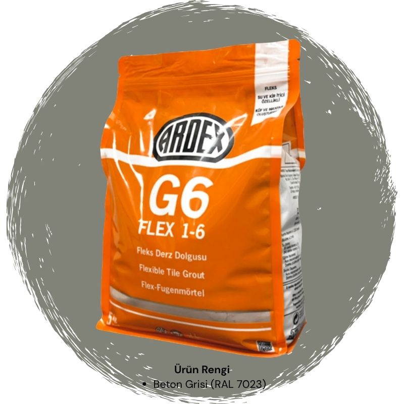 Ardex G6 Flex 1-6 Fleks Derz Dolgusu RAL 7023 Beton Grisi 5 kg
