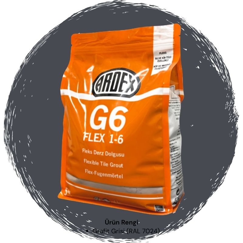 Ardex G6 Flex 1-6 Fleks Derz Dolgusu RAL 7024 Grafit Gri 5 kg