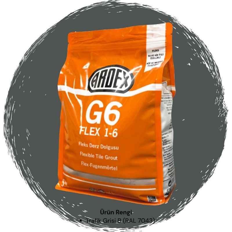 Ardex G6 Flex 1-6 Fleks Derz Dolgusu RAL 7043 Trafik Grisi B 5 kg