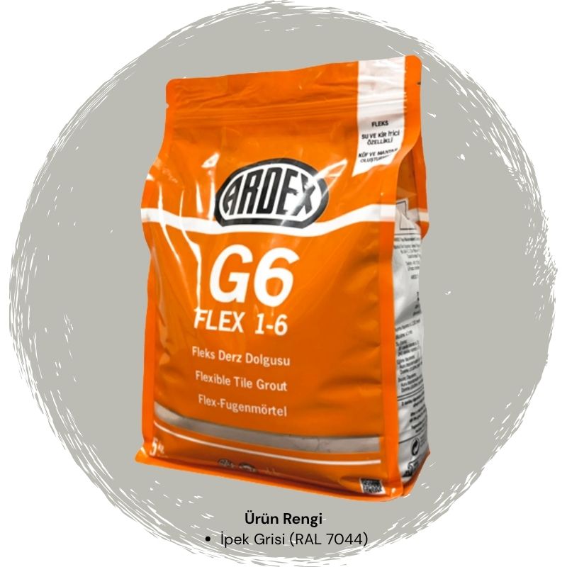 Ardex G6 Flex 1-6 Fleks Derz Dolgusu RAL 7044 İpek Grisi 5 kg