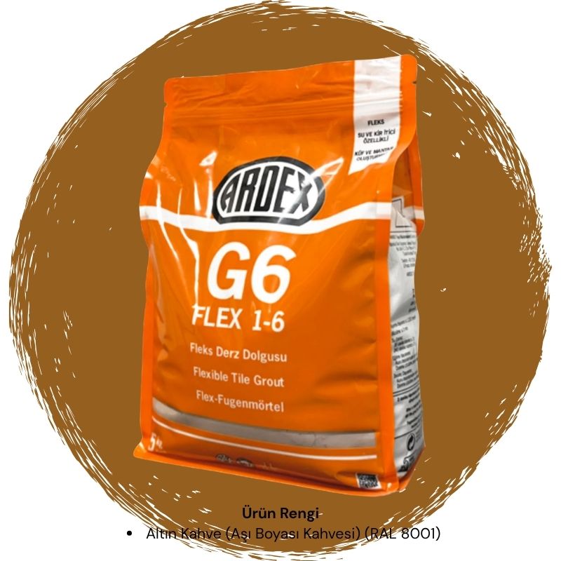 Ardex G6 Flex 1-6 Fleks Derz Dolgusu RAL 8001 Hardal Kahve 5 kg