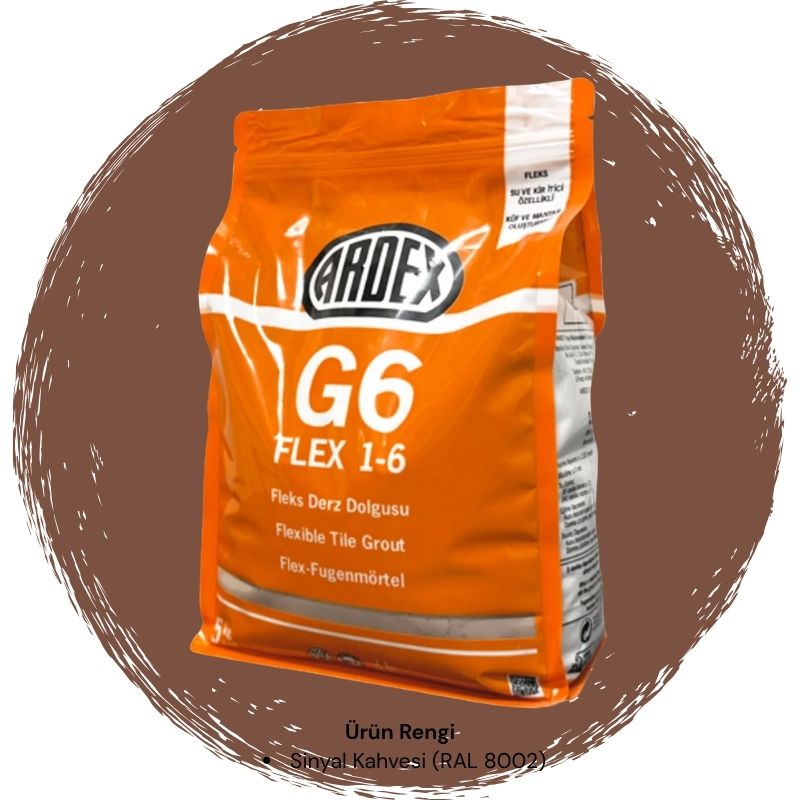 Ardex G6 Flex 1-6 Fleks Derz Dolgusu RAL 8002 Sinyal Kahve 5 kg