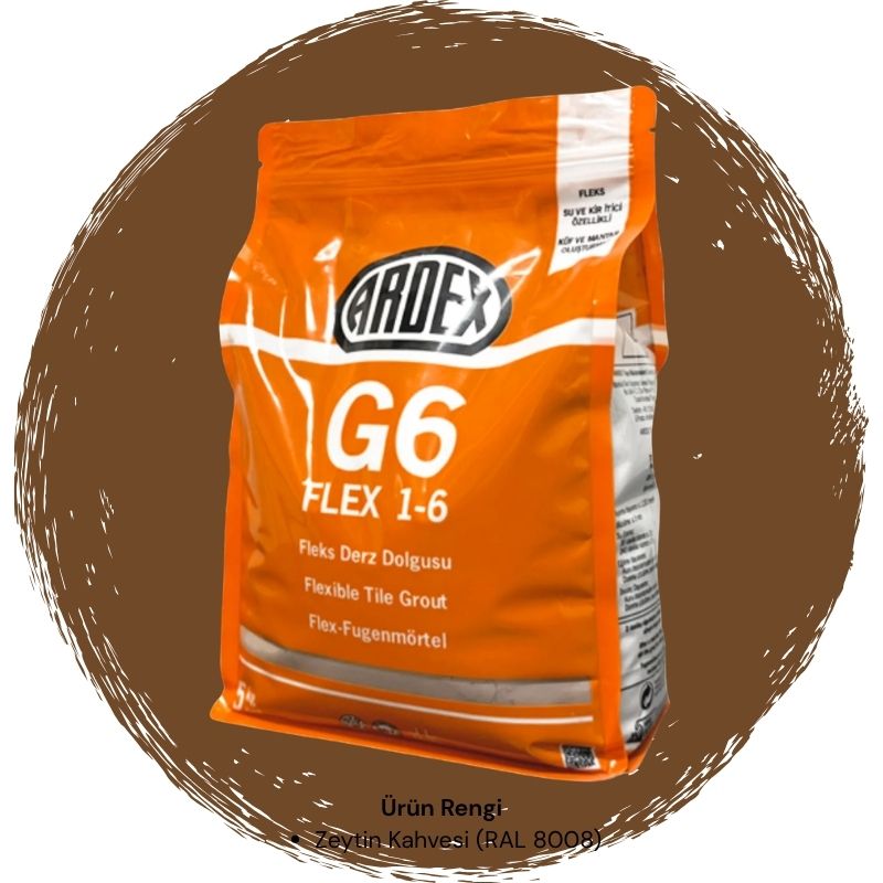 Ardex G6 Flex 1-6 Fleks Derz Dolgusu RAL 8008 Zeytin Kahve 5 kg