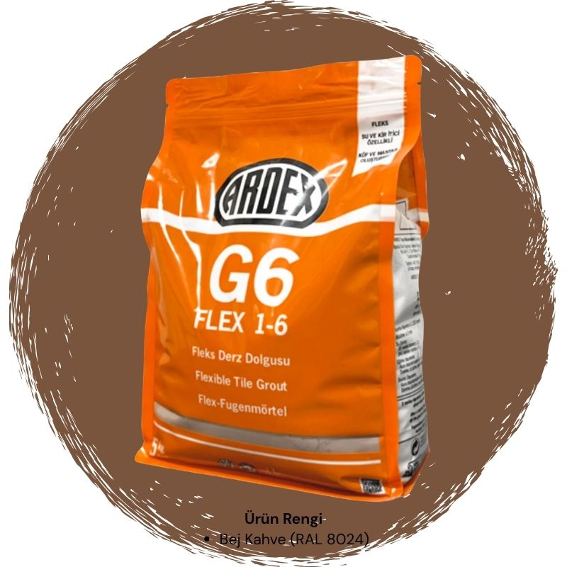 Ardex G6 Flex 1-6 Fleks Derz Dolgusu RAL 8024 Bej Kahve 5 kg