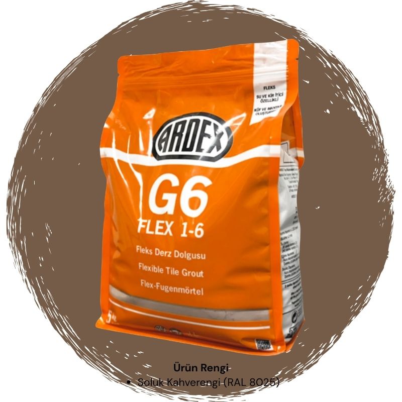 Ardex G6 Flex 1-6 Fleks Derz Dolgusu RAL 8025 Soluk Kahve 5 kg