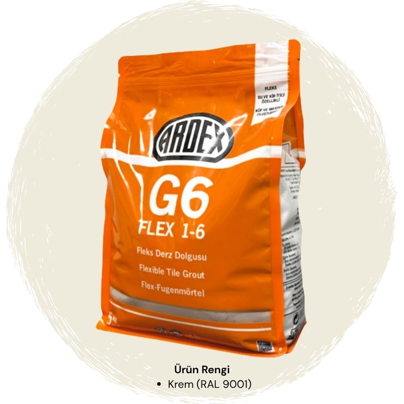 Ardex G6 Flex 1-6 Fleks Derz Dolgusu RAL 9001 Krem Beyazı 5 kg