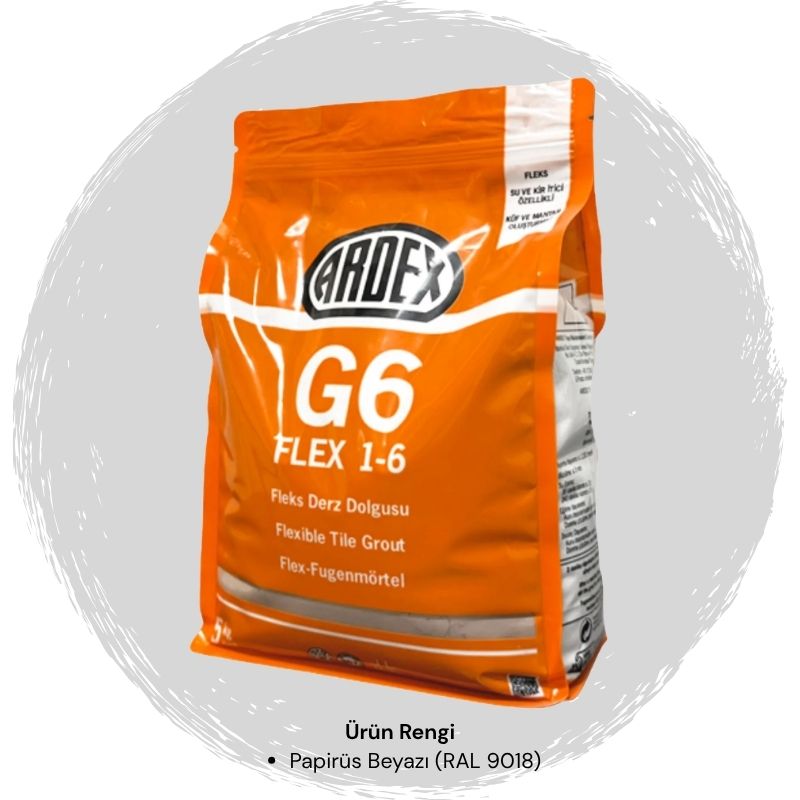 Ardex G6 Flex 1-6 Fleks Derz Dolgusu RAL 9018 Papirüs Beyazı 5 kg