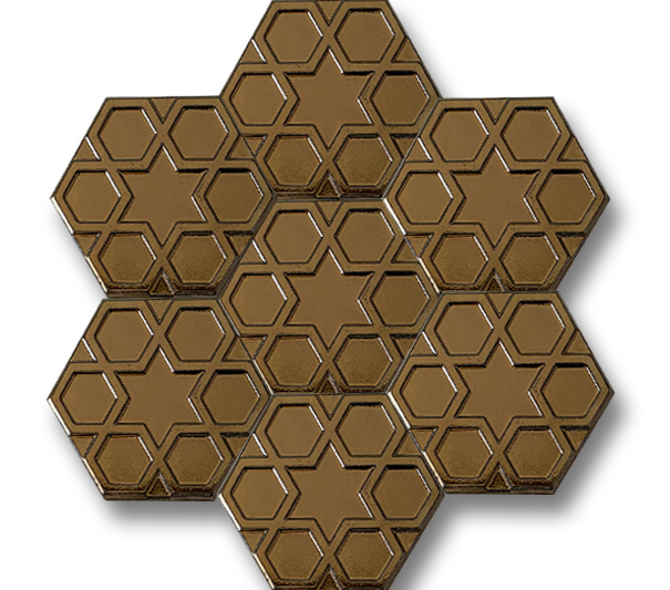 Altıgen Türkmen Yıldızı Altın Seramik (15x17 cm)