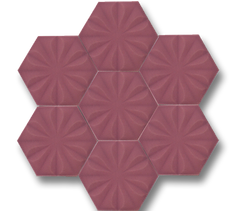 Çiçek Desenli Mat Pembe Altıgen Seramik (15x17 cm)