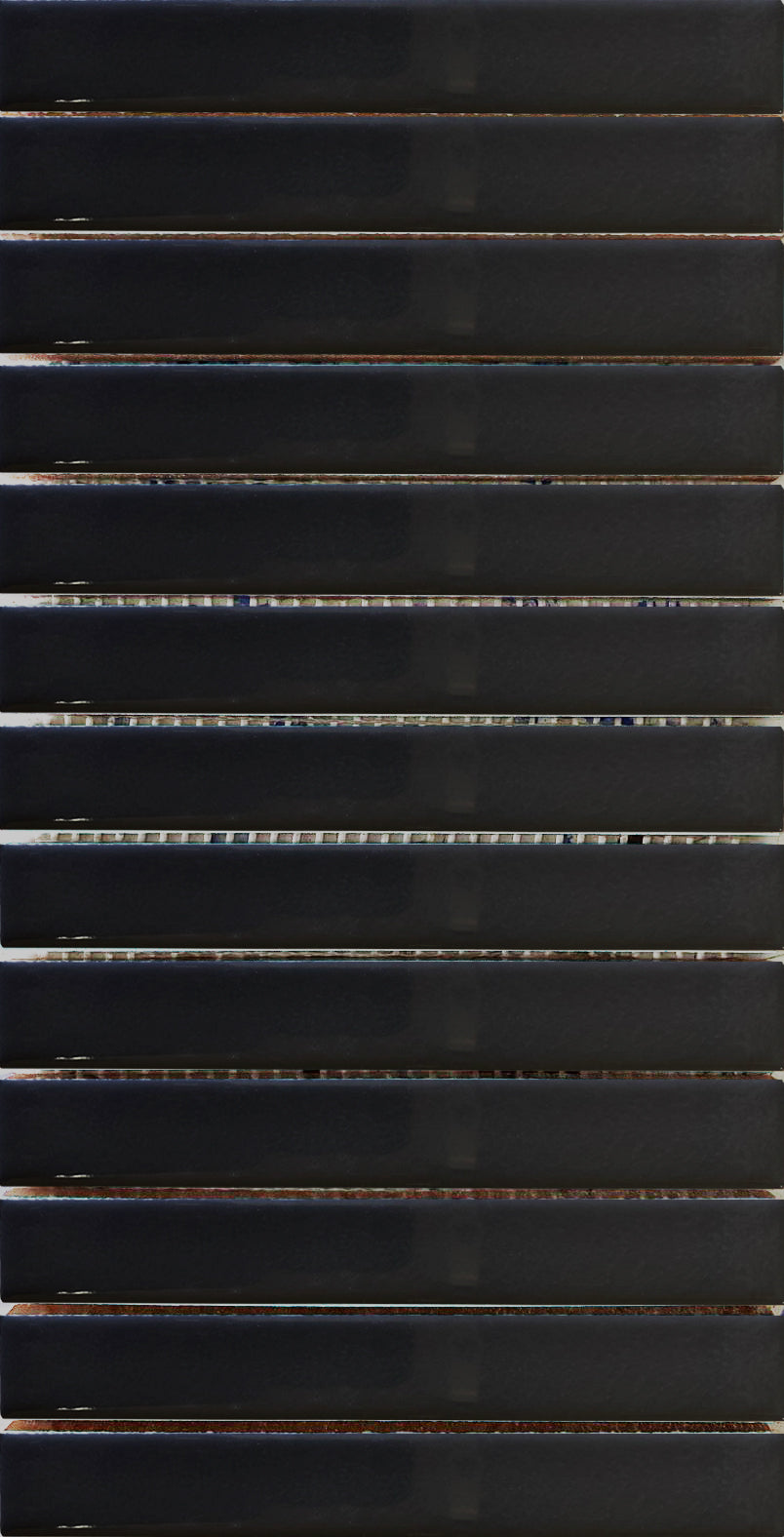 15,5 x 30,5 cm Stick Mozaik Siyah Çatlak Sır El Yapımı Seramik